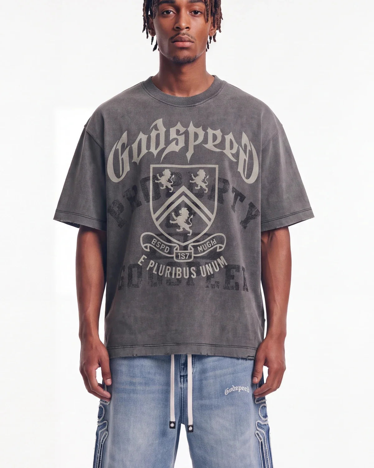 Godspeed Collegiate Tee Grey Wash