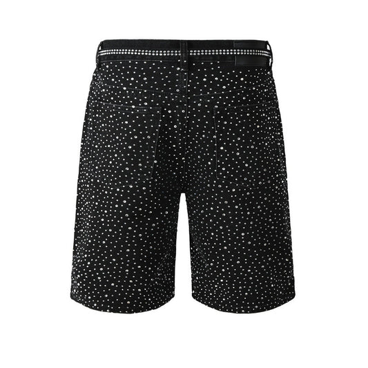 Purple Brand Crystal Diamond Denim Shorts #5095