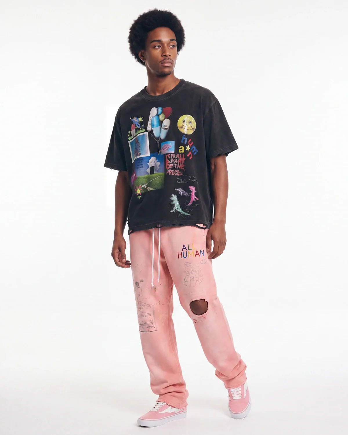 All Human Rehab Sweatpants Pink Wash