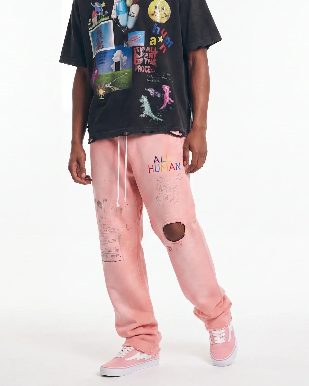 All Human Rehab Sweatpants Pink Wash