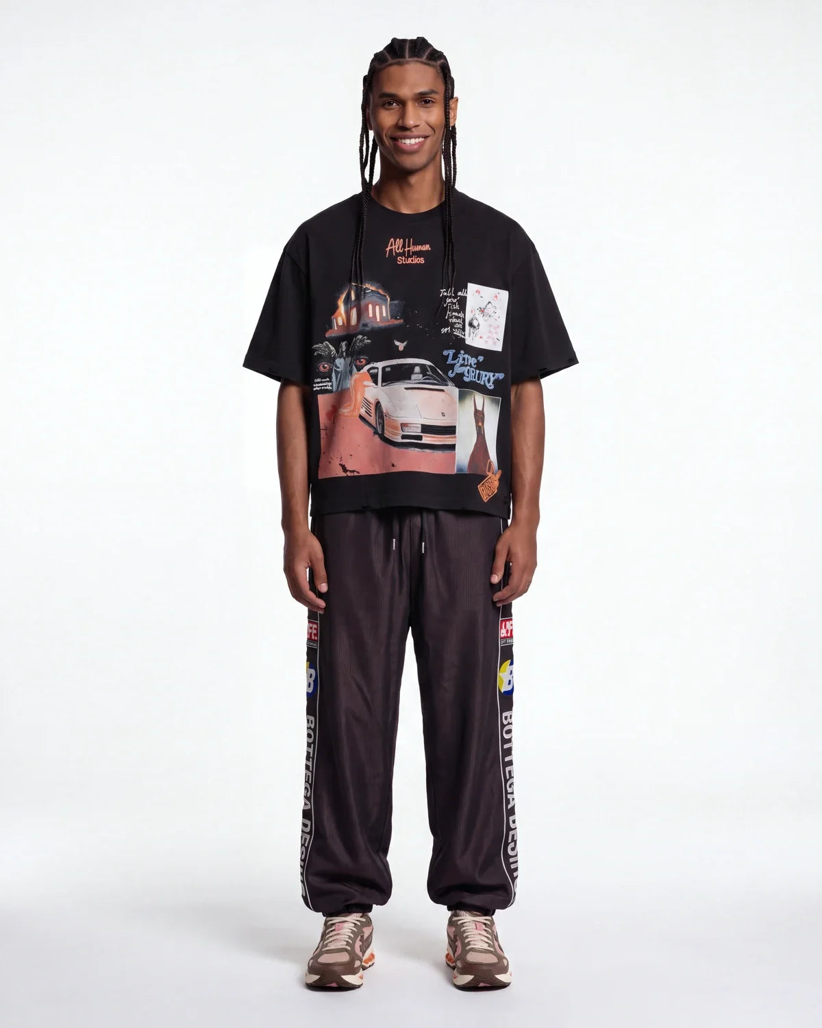 All Human White Ferrari V2 Tee Black