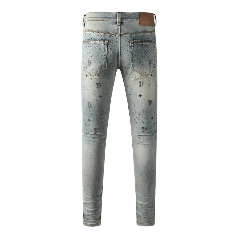 Purple Brand Crystal Diamond Jeans #9127