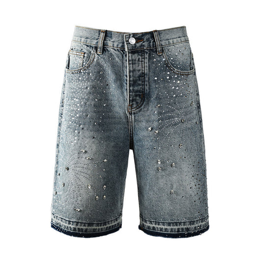 Purple Brand Crystal Diamond Denim Shorts #5102