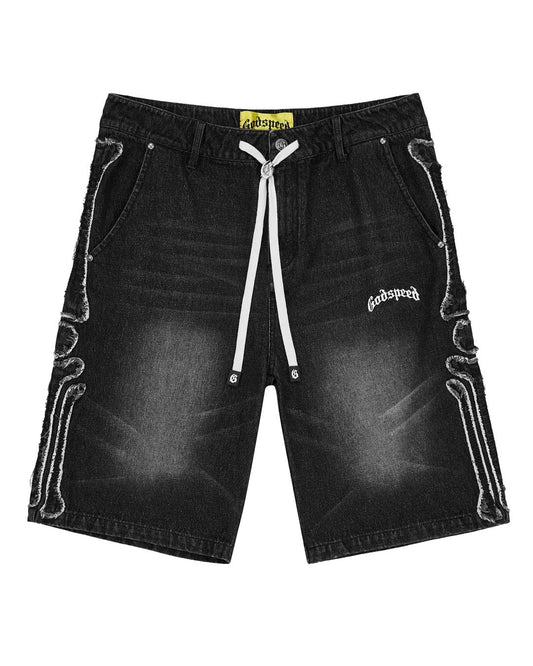 Godspeed Femur Frayed Denim Shorts Black