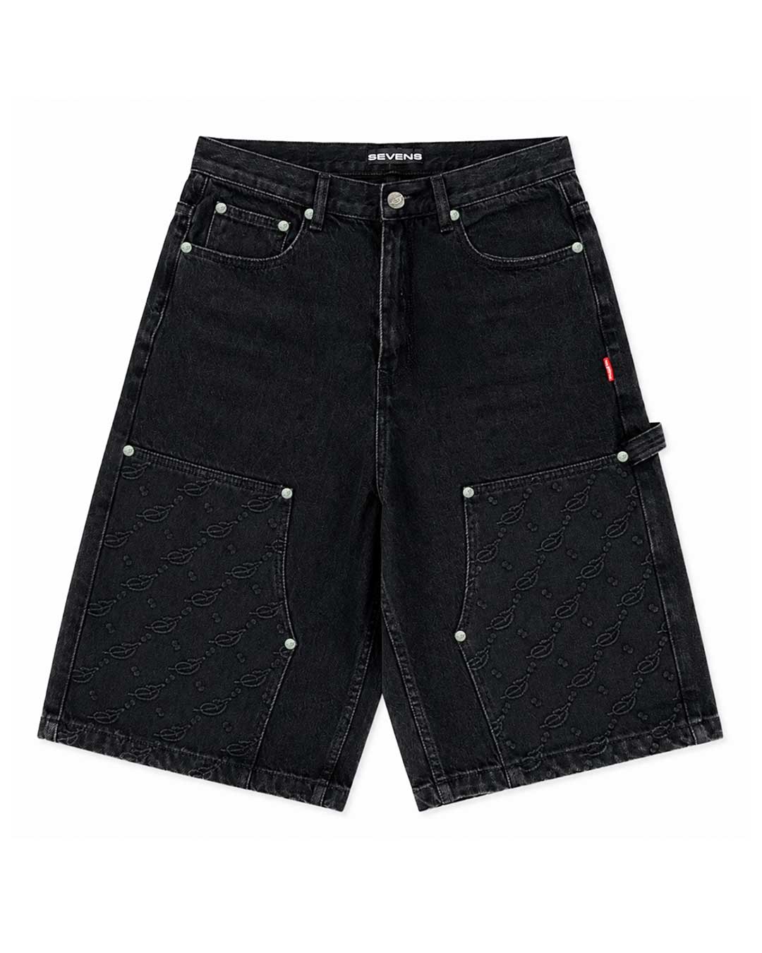 Triple Sevens Monogram Denim Shorts Black