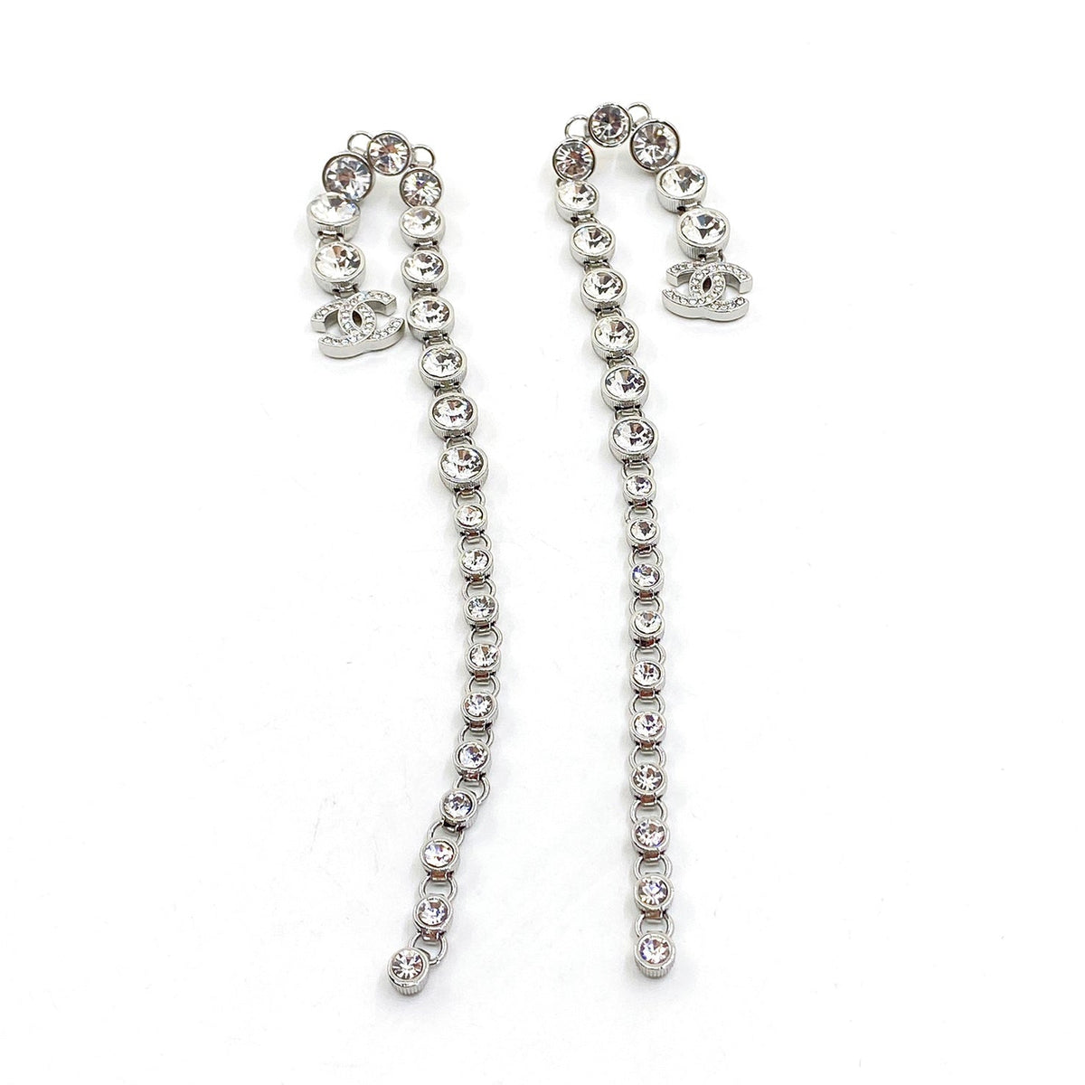 18K  Chanel Long Crystal Earrings